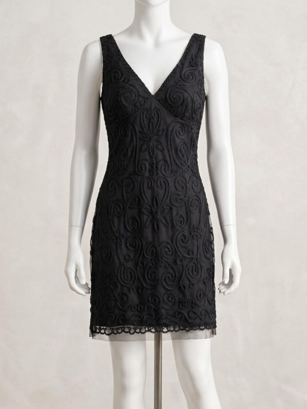 PRELUDE Elegant Black V-Neck Lace Evening Dress